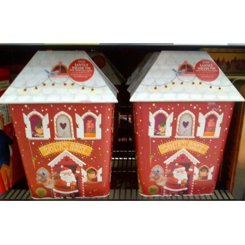 M&s Santas House Tin With Twinkling Lights