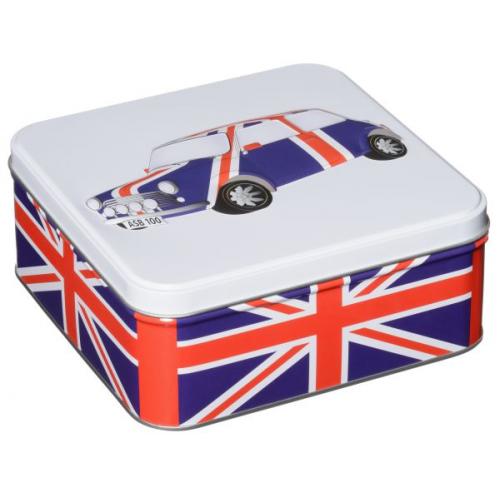 British Heritage Car Union Jack Tin 40 English Breakfast Teabags & Traditional English Biscuits