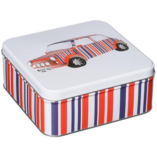 IB - STRIPESCAR - British Heritage Car Stripes Tin  English Teabags & Biscuits