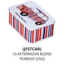 British Heritage Car Stripes Sliding Lid Tin 10 Afternoon Blend Teabags