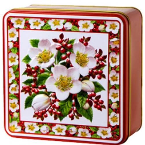 Embossed Christmas Rose Tin