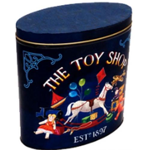 Embossed Blue Oval Rocking Horse Tin