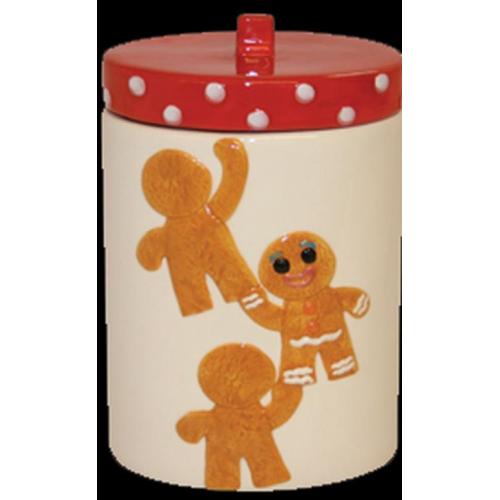Red & White Gingerbread Man Cookie Jar