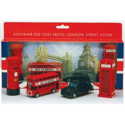 Souvenirs - Bus/Taxi/Telephone/Post Box Set Figure Die Cast 12pk