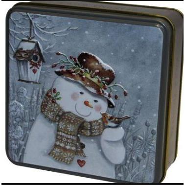 Grandma Wild's Embossed Snowman with Robin Tin
