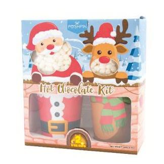 Santa and Reindeer Hot Chocolate & Marshmallow Cup Set