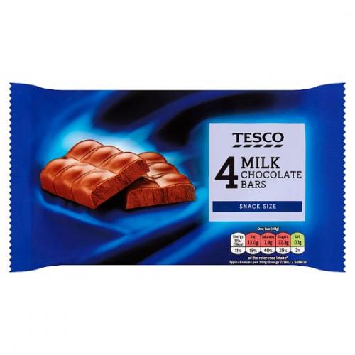 Tesco Milk Chocolate Bar 18 x 4pk x 40g