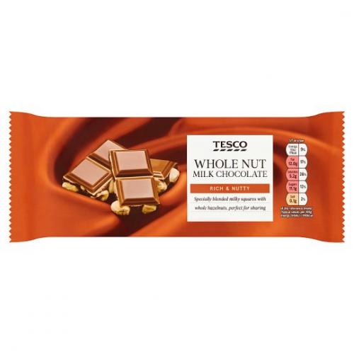 Tesco Whole Nut Milk Chocolate Bar 18 x