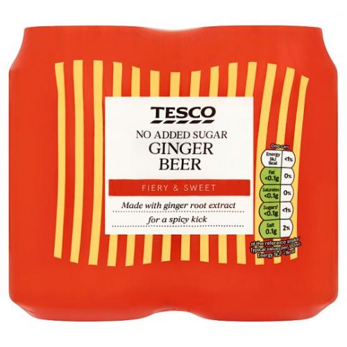 Tesco No Added Sugar Ginger Beer 6 x 4pk x 330mL