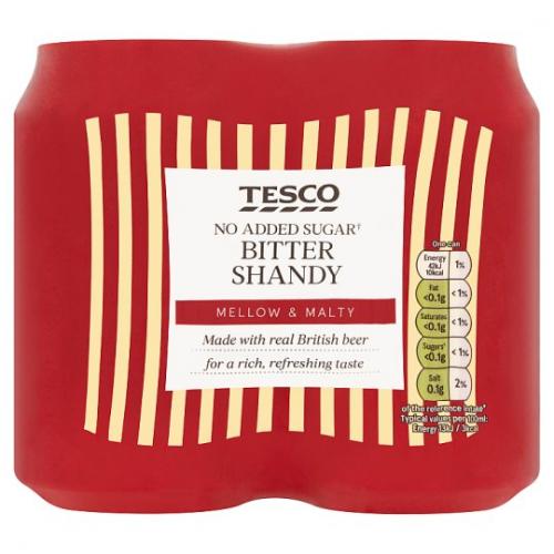 Tesco No Added Sugar Bitter Shandy 6 x 4pk x 330mL