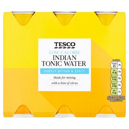 Tesco Low Calorie Indian Tonic Water Cans 4 x 6pk x 250mL