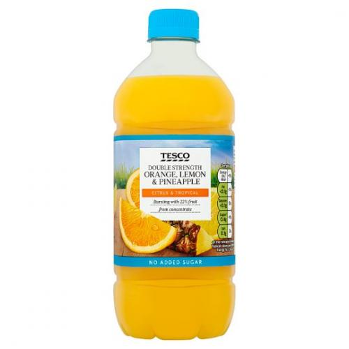 Tesco Double Concentrate Lemon Orange and Pineapple NSA Squash