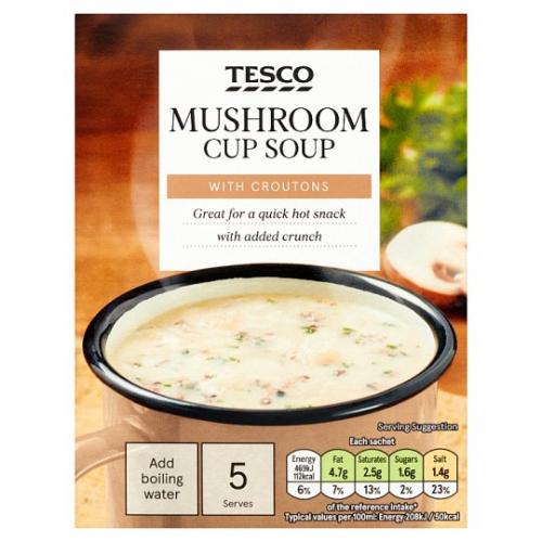 Tesco Mushroom And Croutons Soup In A Mug 7 x 5pk x 130G