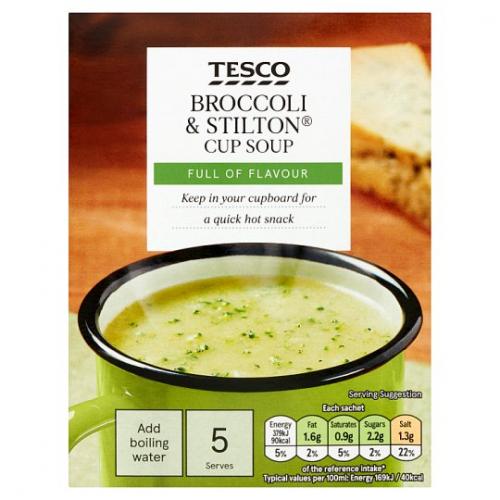 Tesco Broccoli And Stilton Soup In A Mug 7 x 5pk x 120G