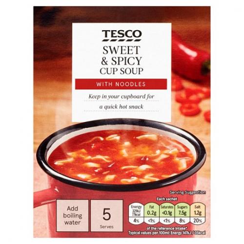 Tesco Sweet And Spicy Noodle Soup In A Mug 7 x 5pk x 115G