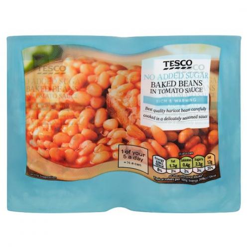 Tesco Baked Beans No Added Sugar 6 x 4pk x 420G