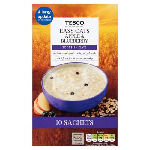 Tesco Easy Oats Apple And Blueberry Porridge 7 x 10pk x 36G
