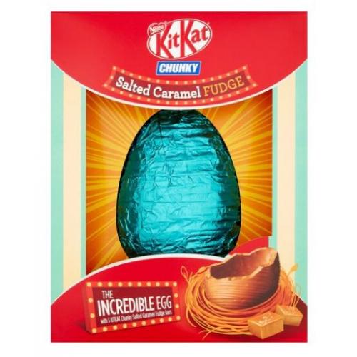 E Nestle Kit Kat Chunky Salted Caramel Popcorn Giant Egg 4 x