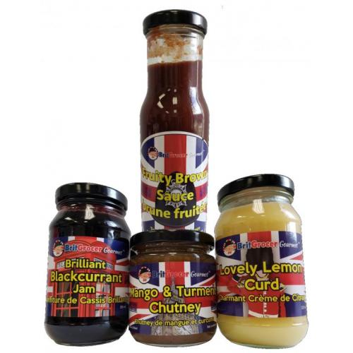 2 Cases each of Brillian Blackcurrant Jam, Fruity Brown Sauce, Lovely Lemon Curd and Mango & Turmeric Chutney