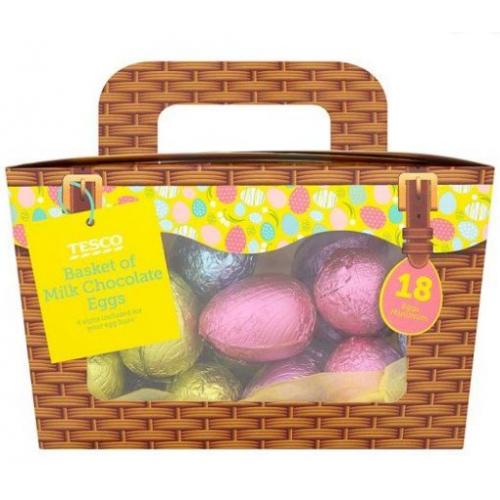 Tesco Basket of Milk Chocolate Easter Eggs