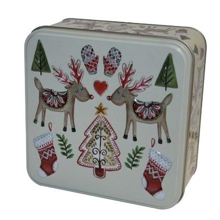 Grandma Wild's Embossed Two Festive Reindeers Tin
