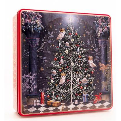 Grandma Wild's Embossed Decorated Christmas Tree Tin