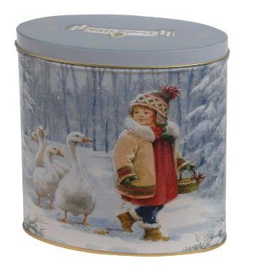 Grandma Wilds Embossed Oval Girl & Goose Tin