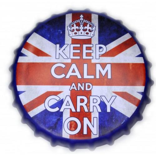 T - Souvenirs - Metal Bottle Caps -  Keep Calm and Carry On 1s