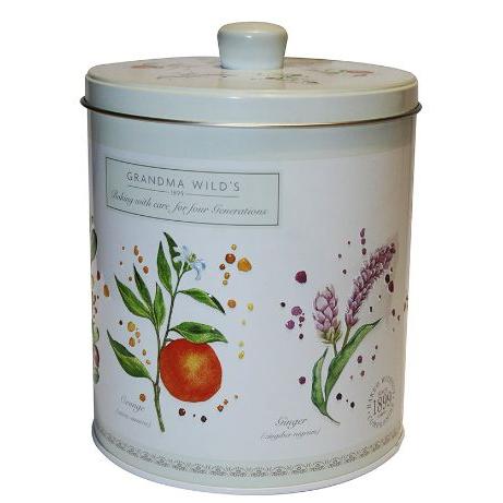 Grandma Wilds Embossed Botanical Round Tin 6 x  1442