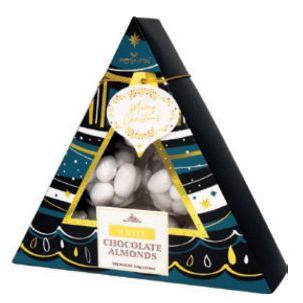 X IB - PP110 - Poshpin Christmas Decorations Box with White Chocolate Almonds 6 x