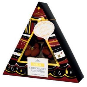 X IB - PP109 - Poshpin Christmas Decorations Box with Milk Chocolate Almonds 6 x
