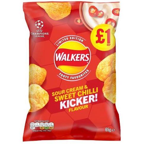Crisps Walkers Sour Cream & Sweet Chilli Kicker Footy Favourite