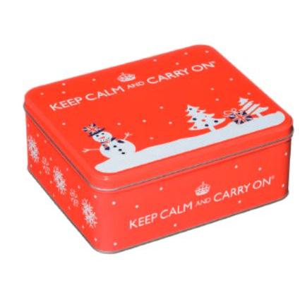 X Keep Calm & Carry On Red Festive Tin Tea & Shortbread 12 x