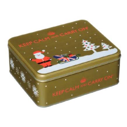 X Keep Calm & Carry On Gold Festive Tin Tea & Shortbread 12 x 225g