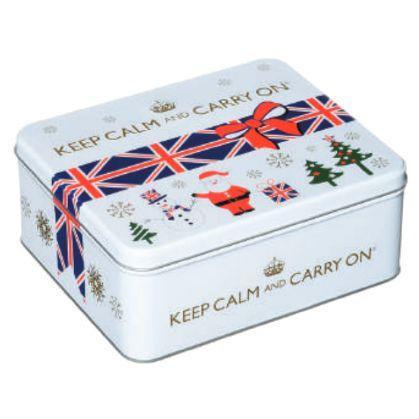 X Keep Calm & Carry On White Festive Tin Tea & Shortbread 12 x
