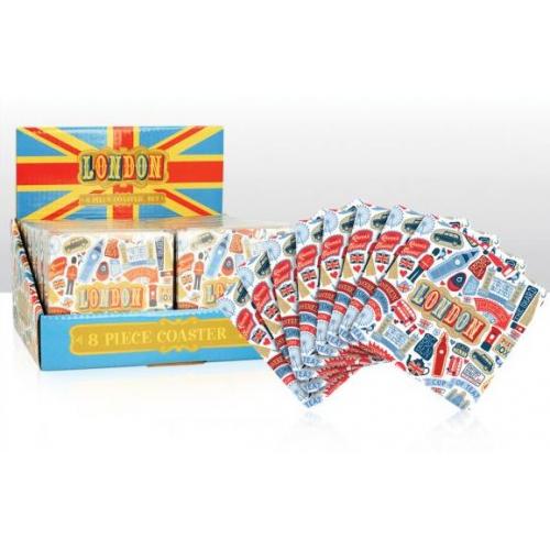Vintage London 8pc Coaster Set - 12pk