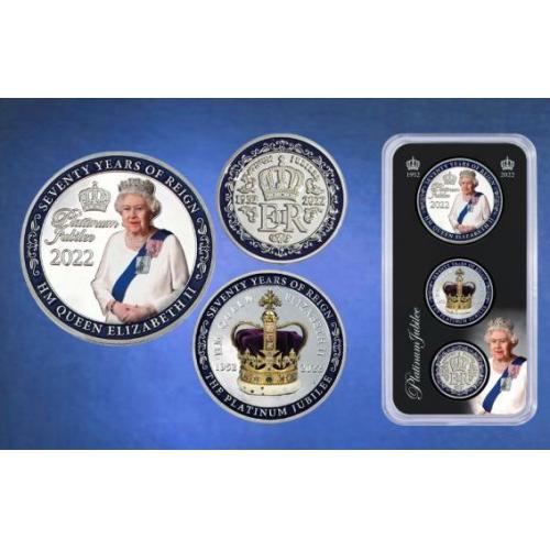 Platinum Jubilee 3pc Coin Set In Jewel Case - 10pc