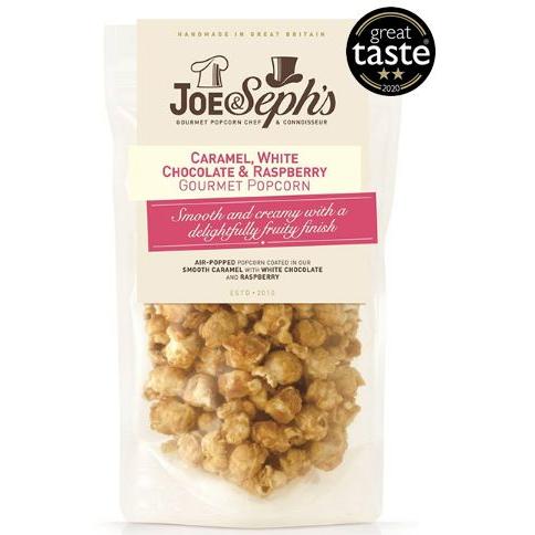 Joe & Sephs Caramel, White Chocolate & Raspberry Popcorn Standard Pouches