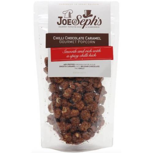 Joe & Sephs Standard Pouch Chilli Choc Caramel Popcorn 16 x