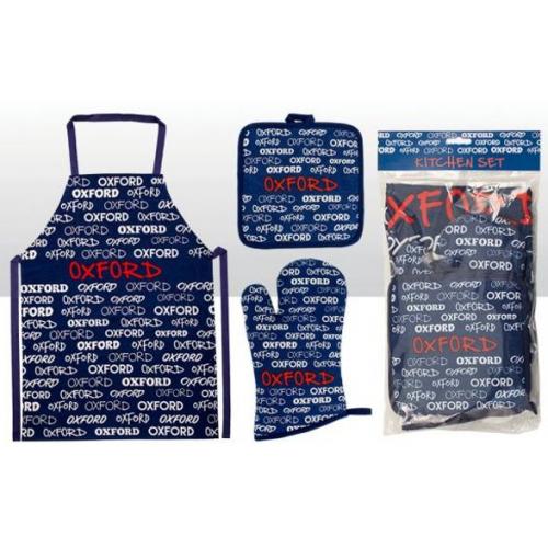 Oxford Text Oven Mitt, Pot Holder & Apron Set 12pc