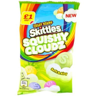 Mars Skittles Squishy Cloudz Crazy Sours Treat Bag