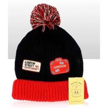 Beanie Hat - London Patches Street Sign & Suitcase