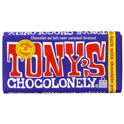 Tony's Chocolonely Fairtrade Dark Milk Chocolate Pretzel Toffee 42% Cocoa