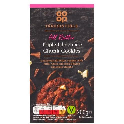 Coop Irresistible All Butter Triple Chocolate Chunk Cookies