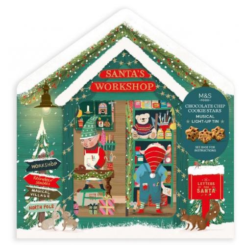 M&S Santa's Workshop Musical Light-Up Tin