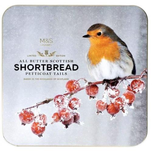M&S Scottish Shortbread Pettitcoat Tails Robin Tin