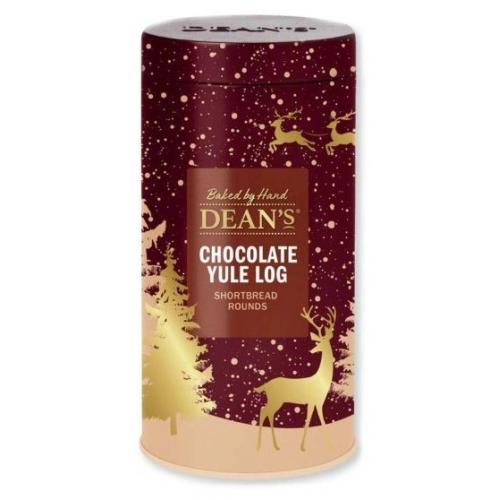 Dean's Chocolate Yule Log Shortbread Rounds Tin