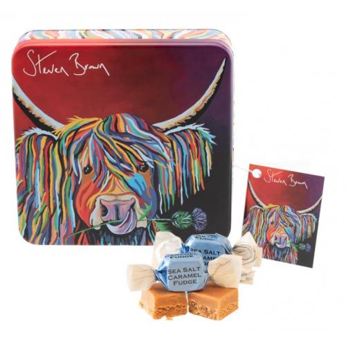 Gardiners Steven Brown Square Tin - Lizzie Mccoo Salted Caramel Fudge