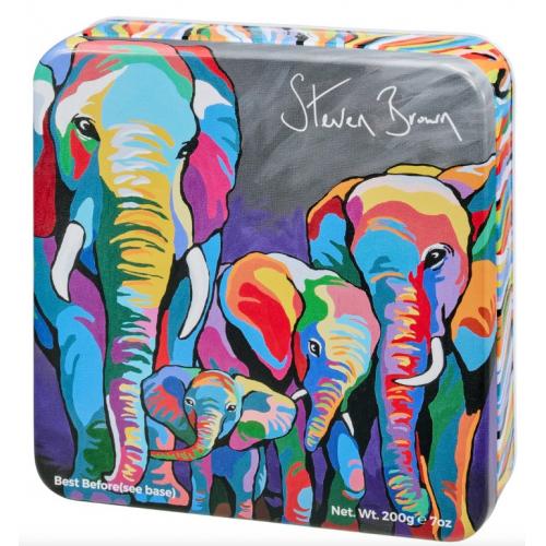 Gardiners Steven Brown Square Tin - Allan & Jackie McZoo Salted Caramel Fudge