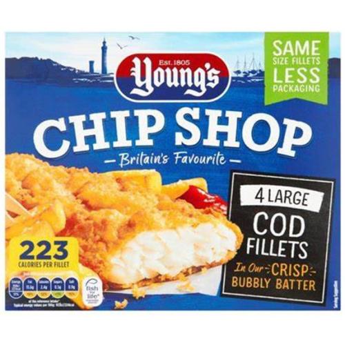 Young's Chip Shop 4pk Large Cod Fillets